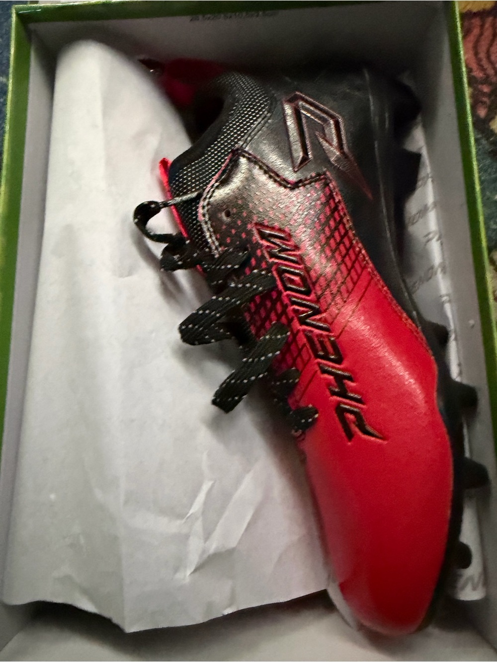 Men's Red and Black Athletic Soccer Cleats